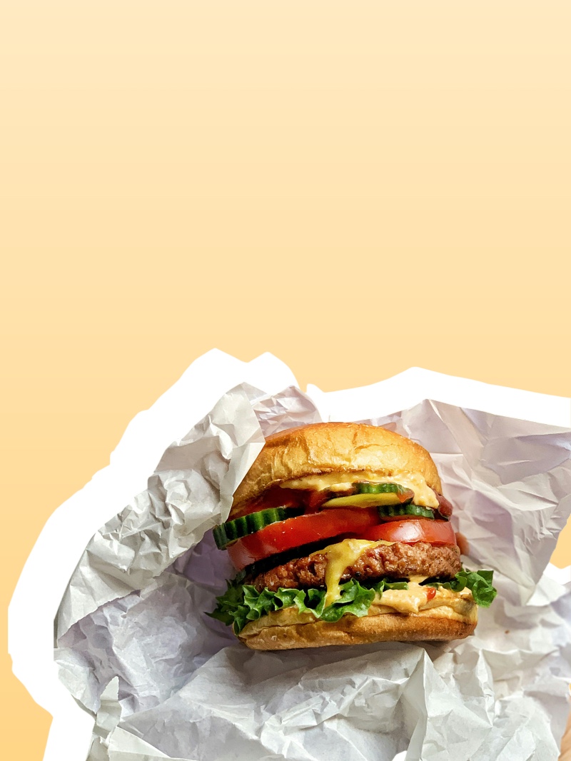 Hamburger representing food and delivery services